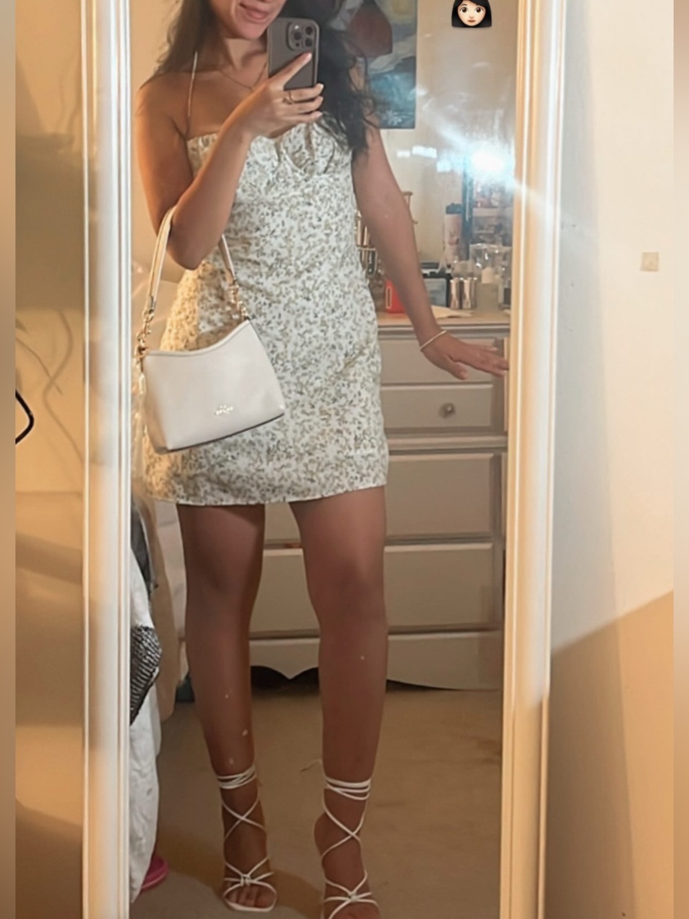 Princess Polly Cream Floral Spaghetti-Strap Mini Dress